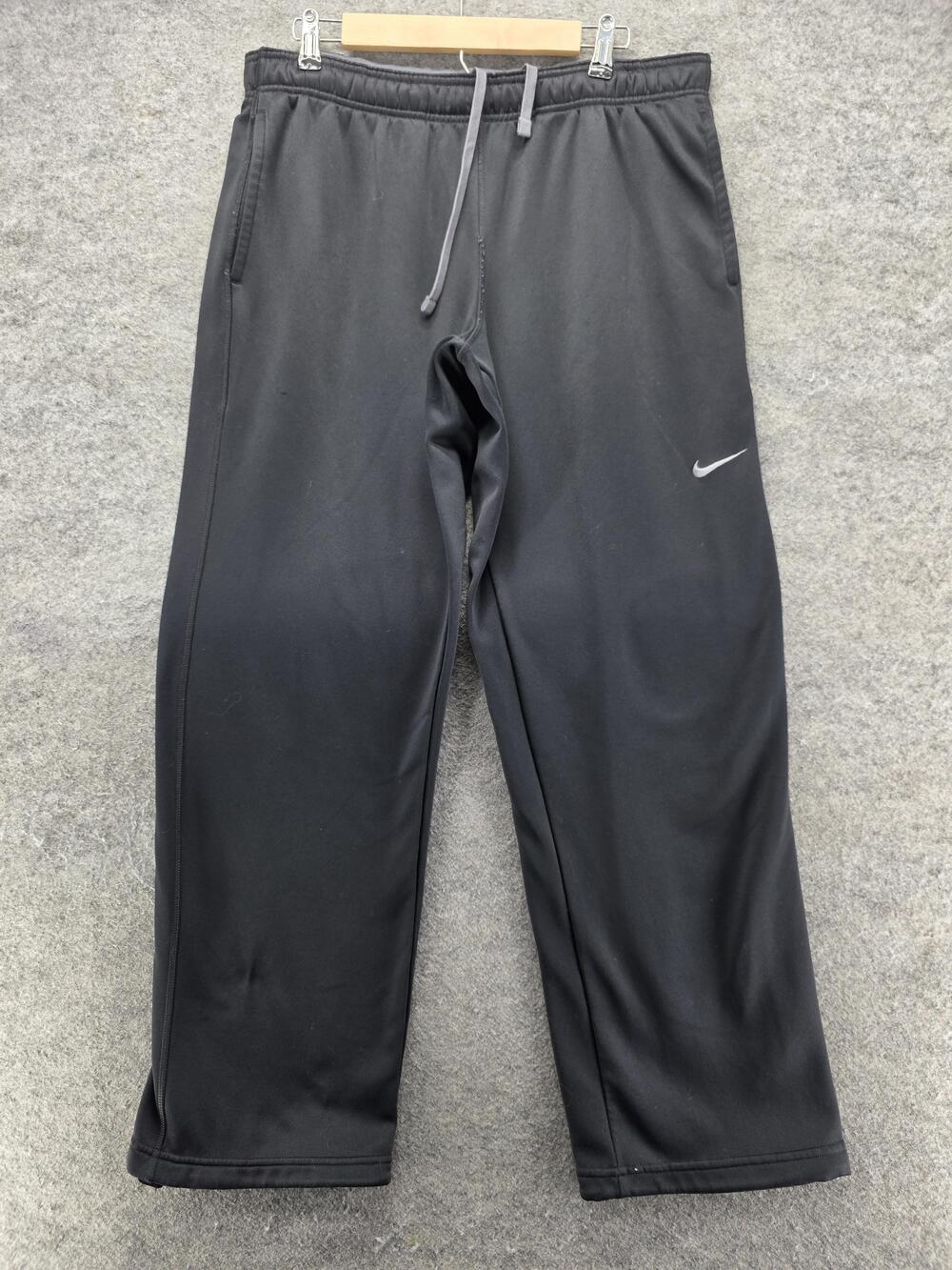 Nike Pants Mens L Black Track Pants Therma-FIT Fleece Elastic Waist Pockets